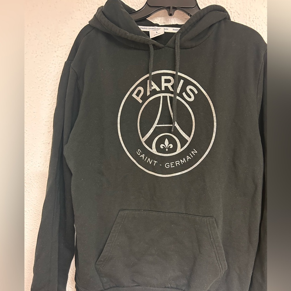 Paris Saint-Germain Big  Black Logo Sweatshirt Size Large Hoodie - Picture 2 of 6